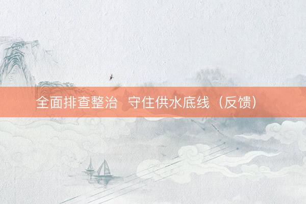 全面排查整治  守住供水底线（反馈） 