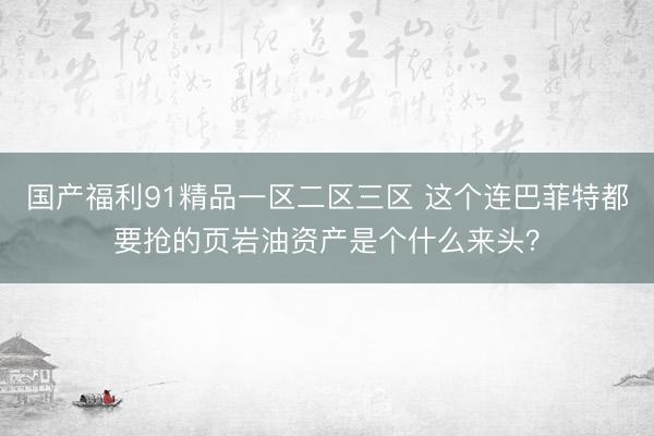 国产福利91精品一区二区三区 这个连巴菲特都要抢的页岩油资产是个什么来头？