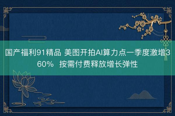 国产福利91精品 美图开拍AI算力点一季度激增360%  按需付费释放增长弹性