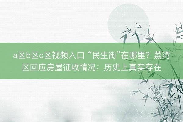 a区b区c区视频入口 “民生街”在哪里？荔湾区回应房屋征收情况：历史上真实存在