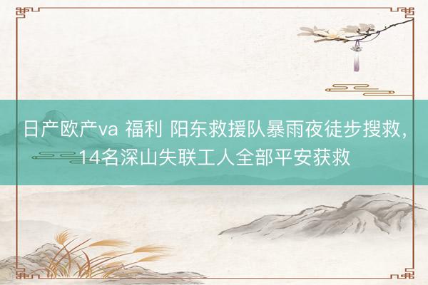 日产欧产va 福利 阳东救援队暴雨夜徒步搜救，14名深山失联工人全部平安获救