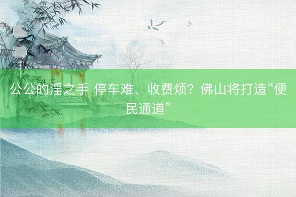 公公的淫之手 停车难、收费烦？佛山将打造“便民通道”