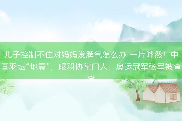 儿子控制不住对妈妈发脾气怎么办 一片哗然！中国羽坛“地震”，曝羽协掌门人、奥运冠军张军被查