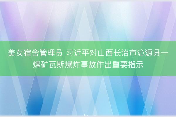 美女宿舍管理员 习近平对山西长治市沁源县一煤矿瓦斯爆炸事故作出重要指示