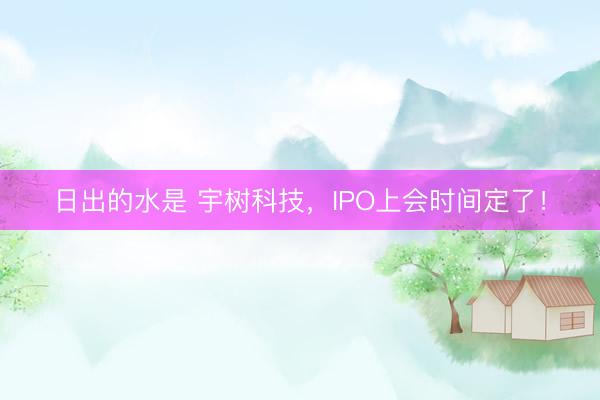 日出的水是 宇树科技，IPO上会时间定了！