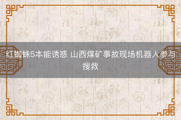 红蜘蛛5本能诱惑 山西煤矿事故现场机器人参与搜救
