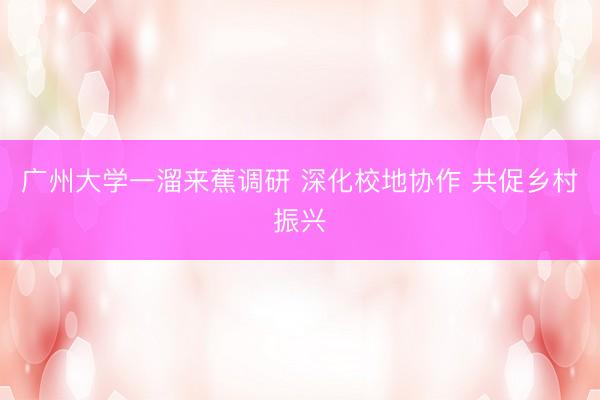 广州大学一溜来蕉调研 深化校地协作 共促乡村振兴