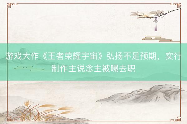 游戏大作《王者荣耀宇宙》弘扬不足预期，实行制作主说念主被曝去职