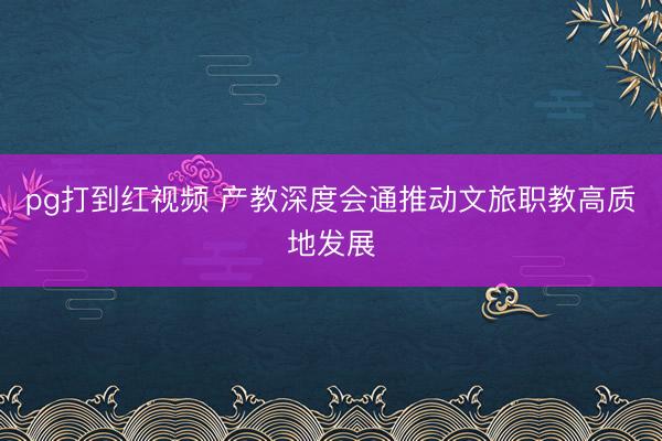 pg打到红视频 产教深度会通推动文旅职教高质地发展