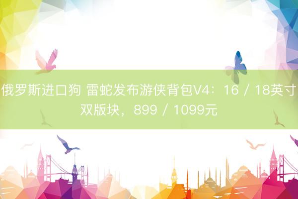 俄罗斯进口狗 雷蛇发布游侠背包V4：16 / 18英寸双版块，899 / 1099元