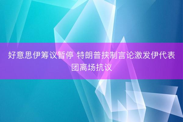 好意思伊筹议暂停 特朗普挟制言论激发伊代表团离场抗议